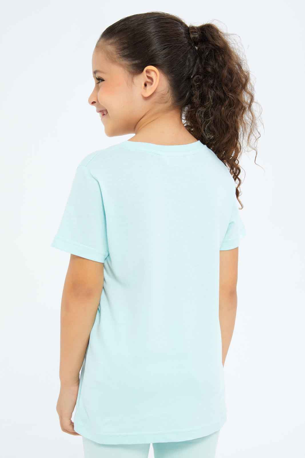 Redtag-Girls-Mint-Summer-Puff-Print-Tee-Category:T-Shirts,-Colour:Mint,-Deals:New-In,-Filter:Girls-(2-to-8-Yrs),-GIR-T-Shirts,-New-In-GIR-APL,-Non-Sale,-S23B,-Section:Girls-(0-to-14Yrs),-TBL-Girls-2 to 8 Years