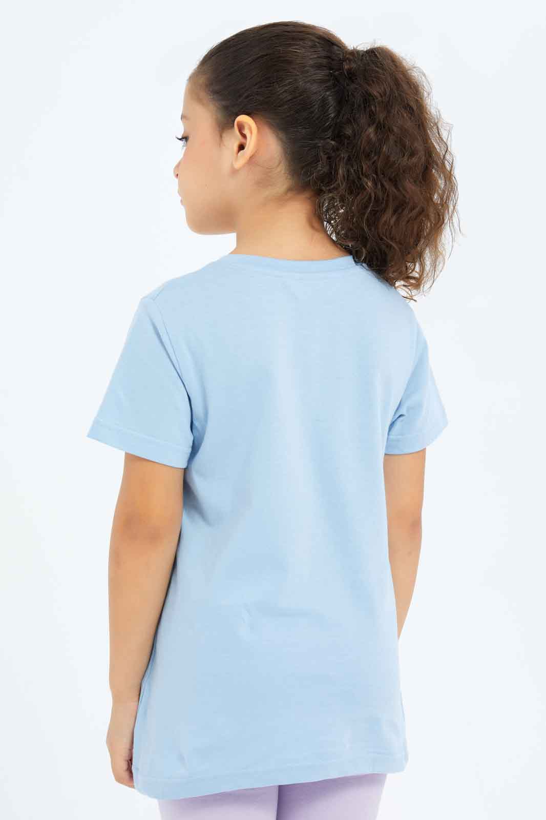 Redtag-Girls-Blue-Flower-Puff-Print-Tee-Category:T-Shirts,-Colour:Blue,-Deals:New-In,-Filter:Girls-(2-to-8-Yrs),-GIR-T-Shirts,-New-In-GIR-APL,-Non-Sale,-S23B,-Section:Girls-(0-to-14Yrs),-TBL-Girls-2 to 8 Years