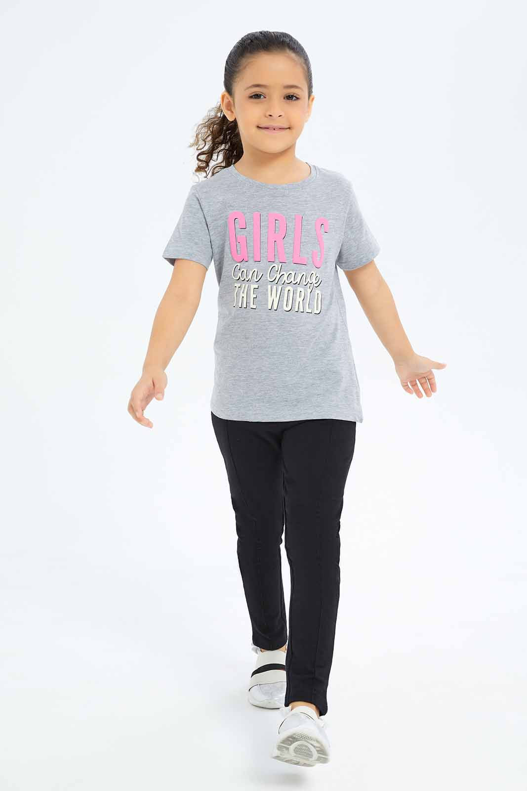 Redtag-Girls-Grey-Girls-Puff-Print-Tee-Category:T-Shirts,-Colour:Grey,-Deals:New-In,-Filter:Girls-(2-to-8-Yrs),-GIR-T-Shirts,-New-In-GIR-APL,-Non-Sale,-S23B,-Section:Girls-(0-to-14Yrs),-TBL-Girls-2 to 8 Years
