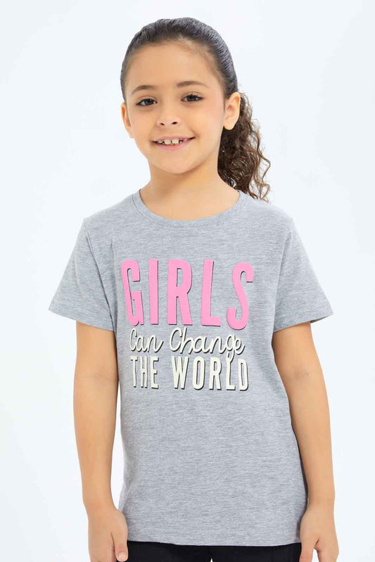 Redtag-Girls-Grey-Girls-Puff-Print-Tee-Category:T-Shirts,-Colour:Grey,-Deals:New-In,-Filter:Girls-(2-to-8-Yrs),-GIR-T-Shirts,-New-In-GIR-APL,-Non-Sale,-S23B,-Section:Girls-(0-to-14Yrs),-TBL-Girls-2 to 8 Years