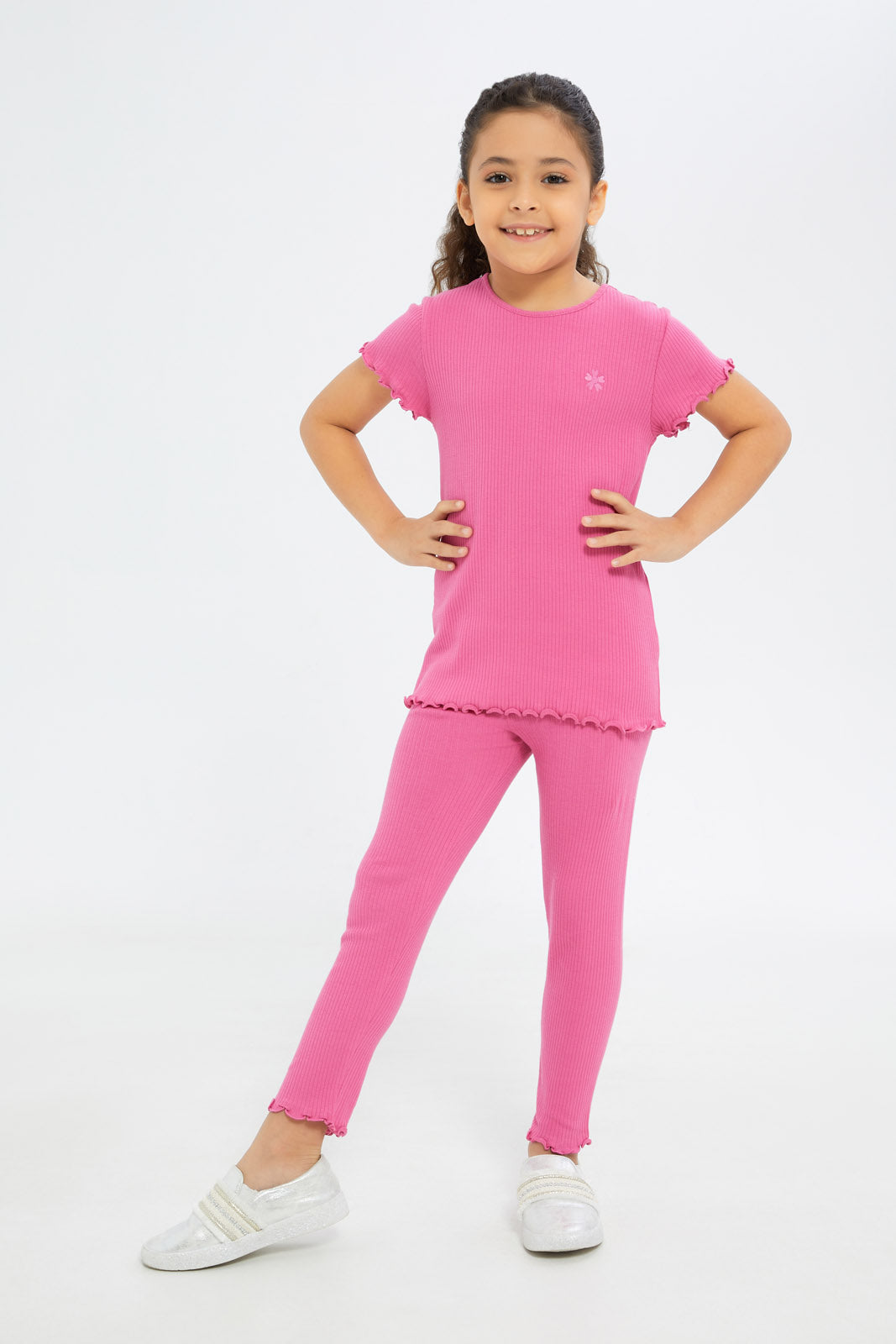 Redtag-Girls-Fuschia-Drop-Needle-Leggings-Category:Leggings,-Colour:Fuchsia,-Deals:New-In,-Filter:Girls-(2-to-8-Yrs),-GIR-Leggings,-H1:KWR,-H2:GIR,-H3:TRS,-H4:LEG,-New-In-GIR-APL,-Non-Sale,-S23B,-Season:S23B,-Section:Girls-(0-to-14Yrs),-TBL-Girls-2 to 8 Years