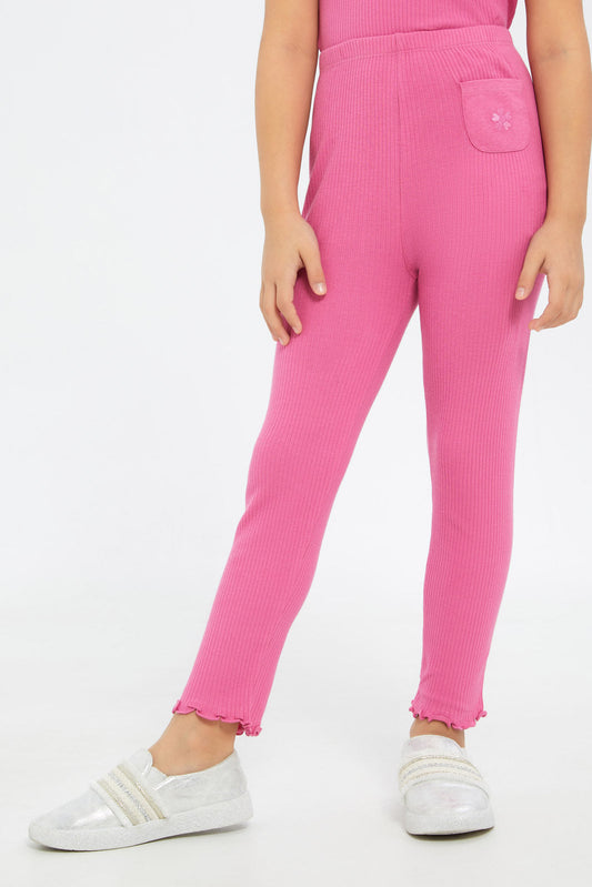 Redtag-Girls-Fuschia-Drop-Needle-Leggings-Category:Leggings,-Colour:Fuchsia,-Deals:New-In,-Filter:Girls-(2-to-8-Yrs),-GIR-Leggings,-H1:KWR,-H2:GIR,-H3:TRS,-H4:LEG,-New-In-GIR-APL,-Non-Sale,-S23B,-Season:S23B,-Section:Girls-(0-to-14Yrs),-TBL-Girls-2 to 8 Years
