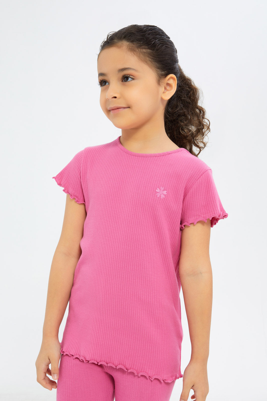 Redtag-Girls-Yellow-Drop-Needle-Tshirt-Category:T-Shirts,-Colour:Yellow,-Deals:New-In,-Filter:Girls-(2-to-8-Yrs),-GIR-T-Shirts,-H1:KWR,-H2:GIR,-H3:TSH,-H4:CAT,-New-In-GIR-APL,-Non-Sale,-S23B,-Season:S23B,-Section:Girls-(0-to-14Yrs),-TBL-Girls-2 to 8 Years