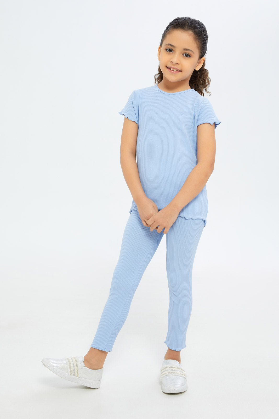Redtag-Girls-Blue-Drop-Needle-Tshirt-Category:T-Shirts,-Colour:Blue,-Deals:New-In,-Filter:Girls-(2-to-8-Yrs),-GIR-T-Shirts,-H1:KWR,-H2:GIR,-H3:TSH,-H4:CAT,-New-In-GIR-APL,-Non-Sale,-S23B,-Season:S23B,-Section:Girls-(0-to-14Yrs),-TBL-Girls-2 to 8 Years