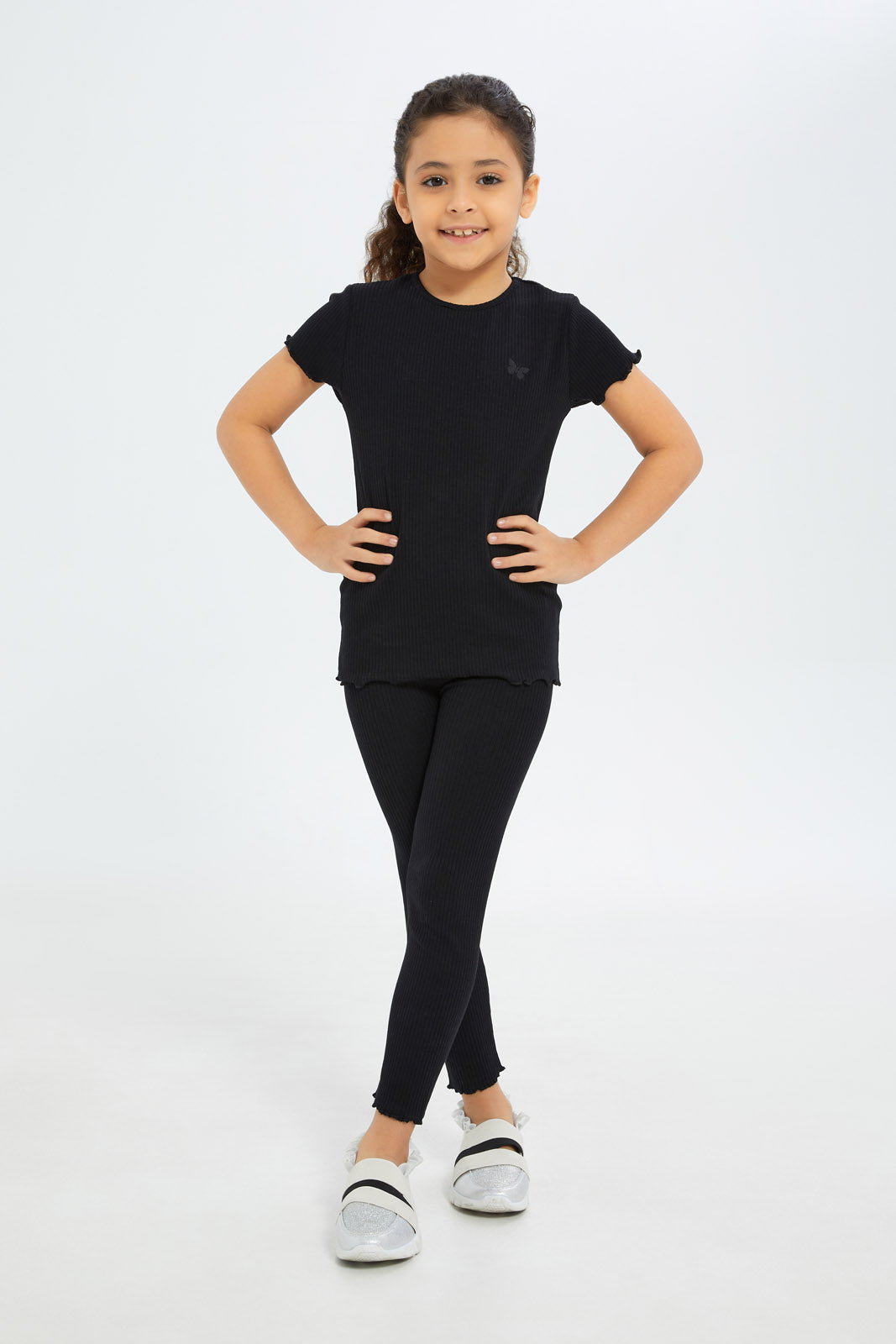 Redtag-Girls-Fuschia-Drop-Needle-Tshirt-Category:T-Shirts,-Colour:Black,-Deals:New-In,-Filter:Girls-(2-to-8-Yrs),-GIR-T-Shirts,-H1:KWR,-H2:GIR,-H3:TSH,-H4:CAT,-New-In-GIR-APL,-Non-Sale,-S23B,-Season:S23B,-Section:Girls-(0-to-14Yrs),-TBL-Girls-2 to 8 Years