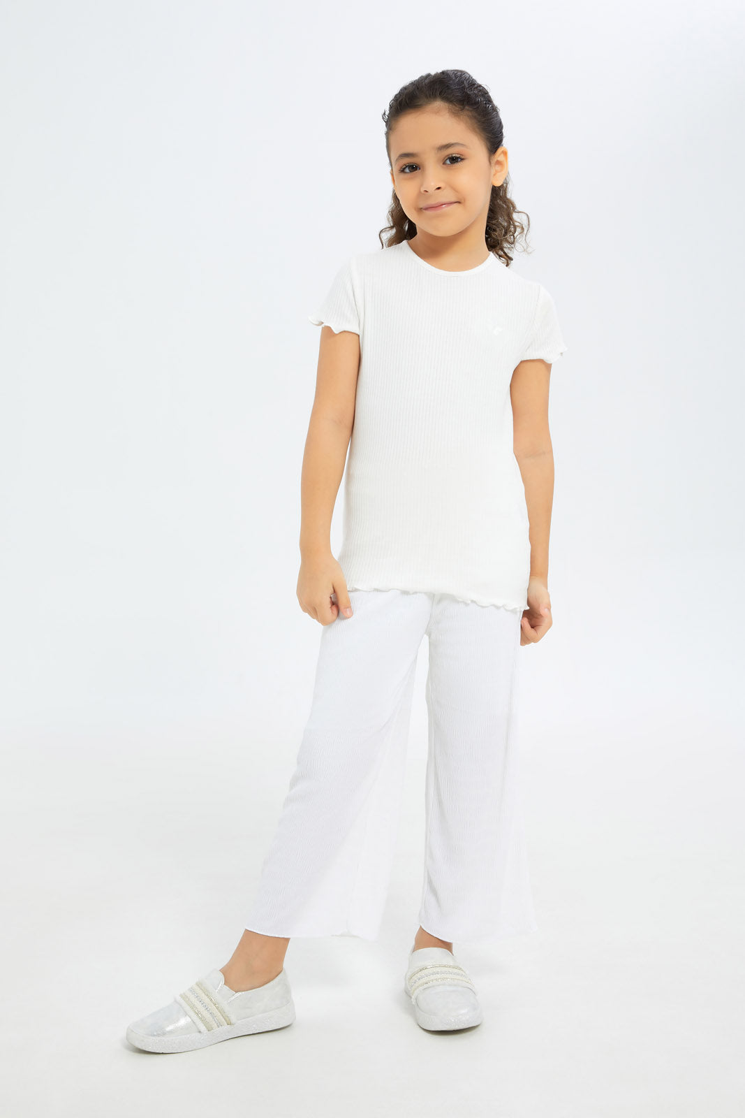 Redtag-Girls-Cream-Drop-Needle-Tshirt-Category:T-Shirts,-Colour:Cream,-Deals:New-In,-Filter:Girls-(2-to-8-Yrs),-GIR-T-Shirts,-H1:KWR,-H2:GIR,-H3:TSH,-H4:CAT,-New-In-GIR-APL,-Non-Sale,-S23B,-Season:S23B,-Section:Girls-(0-to-14Yrs),-TBL-Girls-2 to 8 Years