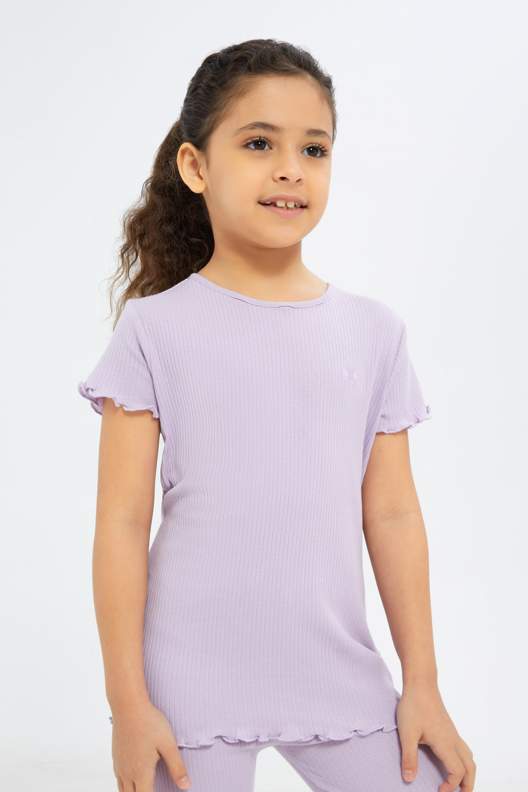 Redtag-Girls-Purple-Drop-Needle-Tshirt-Category:T-Shirts,-Colour:Purple,-Deals:New-In,-Filter:Girls-(2-to-8-Yrs),-GIR-T-Shirts,-H1:KWR,-H2:GIR,-H3:TSH,-H4:CAT,-New-In-GIR-APL,-Non-Sale,-S23B,-Season:S23B,-Section:Girls-(0-to-14Yrs),-TBL-Girls-2 to 8 Years