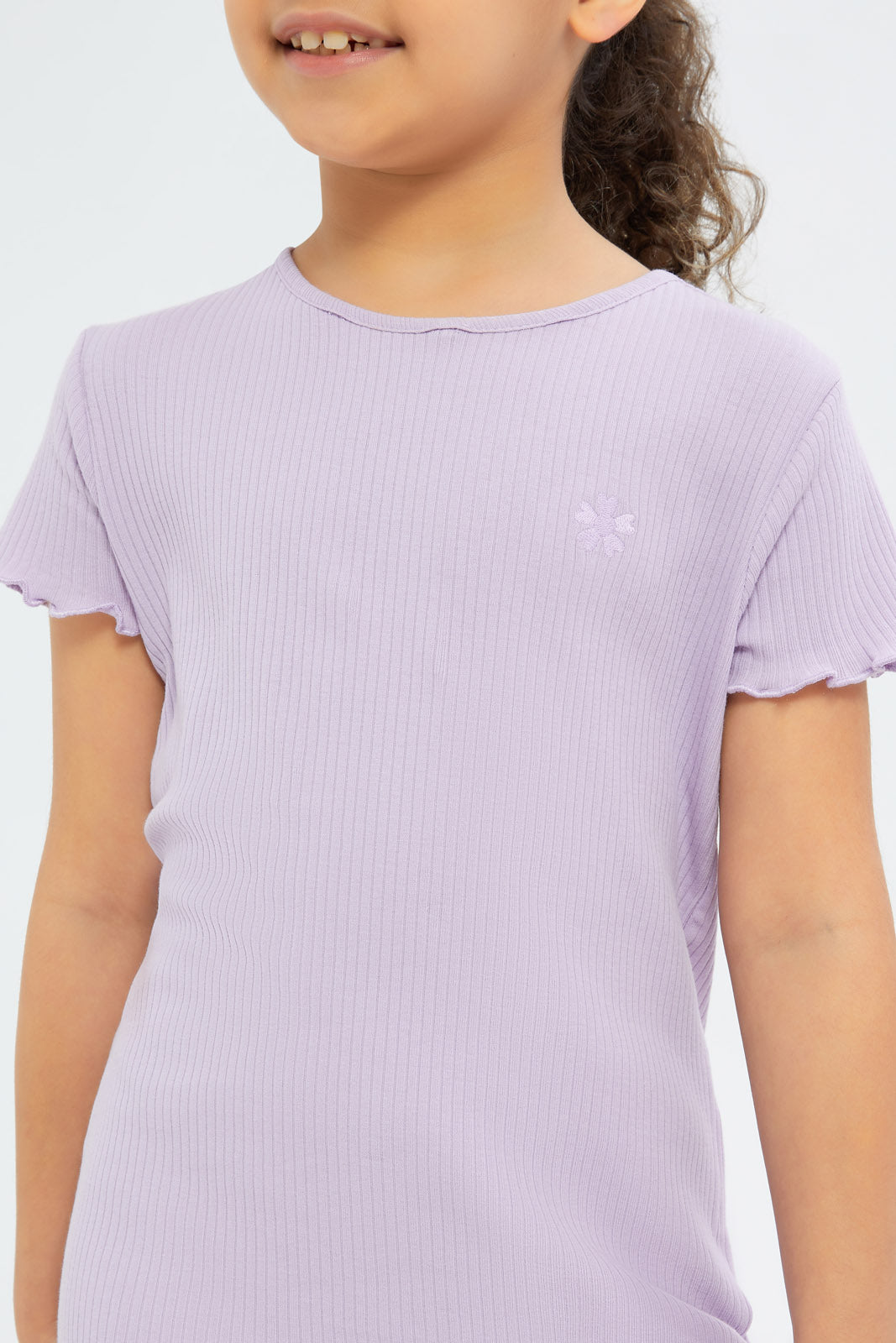 Redtag-Girls-Purple-Drop-Needle-Tshirt-Category:T-Shirts,-Colour:Purple,-Deals:New-In,-Filter:Girls-(2-to-8-Yrs),-GIR-T-Shirts,-H1:KWR,-H2:GIR,-H3:TSH,-H4:CAT,-New-In-GIR-APL,-Non-Sale,-S23B,-Season:S23B,-Section:Girls-(0-to-14Yrs),-TBL-Girls-2 to 8 Years