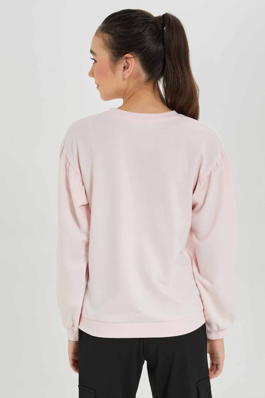 Redtag-Girls-Pink-Puffsleeve-Sweatshirts-Category:Sweatshirts,-Colour:Apricot,-Deals:New-In,-Filter:Senior-Girls-(8-to-14-Yrs),-GSR-Sweatshirts,-New-In-GSR-APL,-Non-Sale,-S23A,-Section:Girls-(0-to-14Yrs)-Senior-Girls-9 to 14 Years