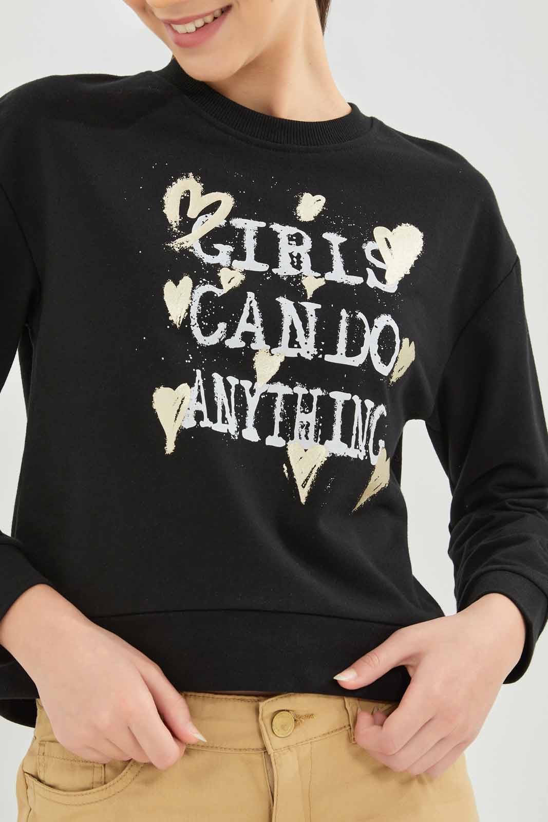 Redtag-Girls-Black-Leopard-Print-Boxy-Sweatshirts-Category:Sweatshirts,-Colour:Black,-Deals:New-In,-Filter:Senior-Girls-(8-to-14-Yrs),-GSR-Sweatshirts,-New-In-GSR-APL,-Non-Sale,-S23A,-Section:Girls-(0-to-14Yrs)-Senior-Girls-9 to 14 Years