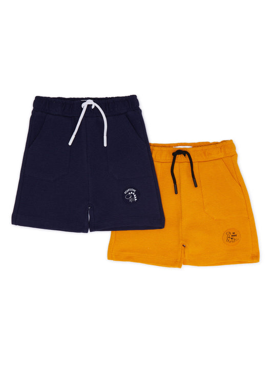 Redtag-Boys-Navy-And-Mustard-2-Pack-Ottoman-Short-Category:Shorts,-Colour:Navy,-Deals:New-In,-Filter:Infant-Boys-(3-to-24-Mths),-H1:KWR,-H2:INB,-H3:SPW,-H4:AST,-INB-Shorts,-New-In-INB-APL,-Non-Sale,-S23C,-Season:S23C,-Section:Boys-(0-to-14Yrs)-Infant-Boys-3 to 24 Months