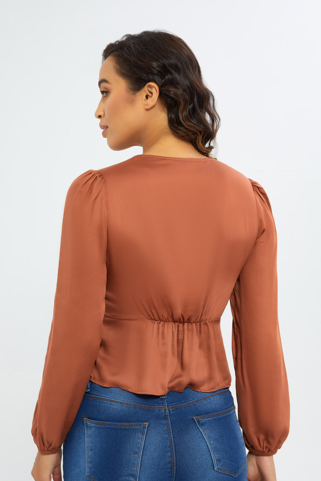 Redtag-Women-Button-Thru-Satin-Blouse-Category:Blouses,-Colour:Orange,-Deals:New-In,-Filter:Women's-Clothing,-H1:LWR,-H2:LAD,-H3:BLO,-H4:CBL,-New-In-Women-APL,-Non-Sale,-S23C,-Season:S23C,-Section:Women,-Women-Blouses-Women's-