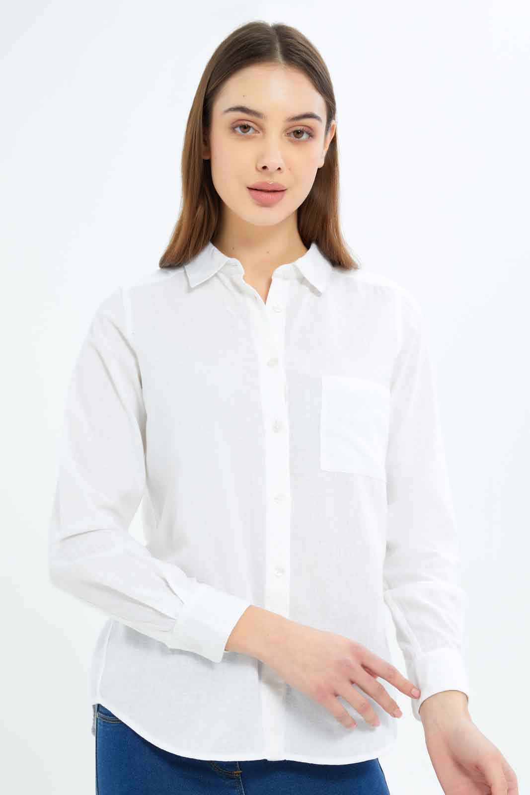 Redtag-Women-Linen-Shirt-Solid-Category:Blouses,-Colour:White,-Deals:New-In,-Filter:Women's-Clothing,-KSH,-New-In-Women-APL,-Non-Sale,-S23B,-Section:Women,-Women-Blouses-Women's-