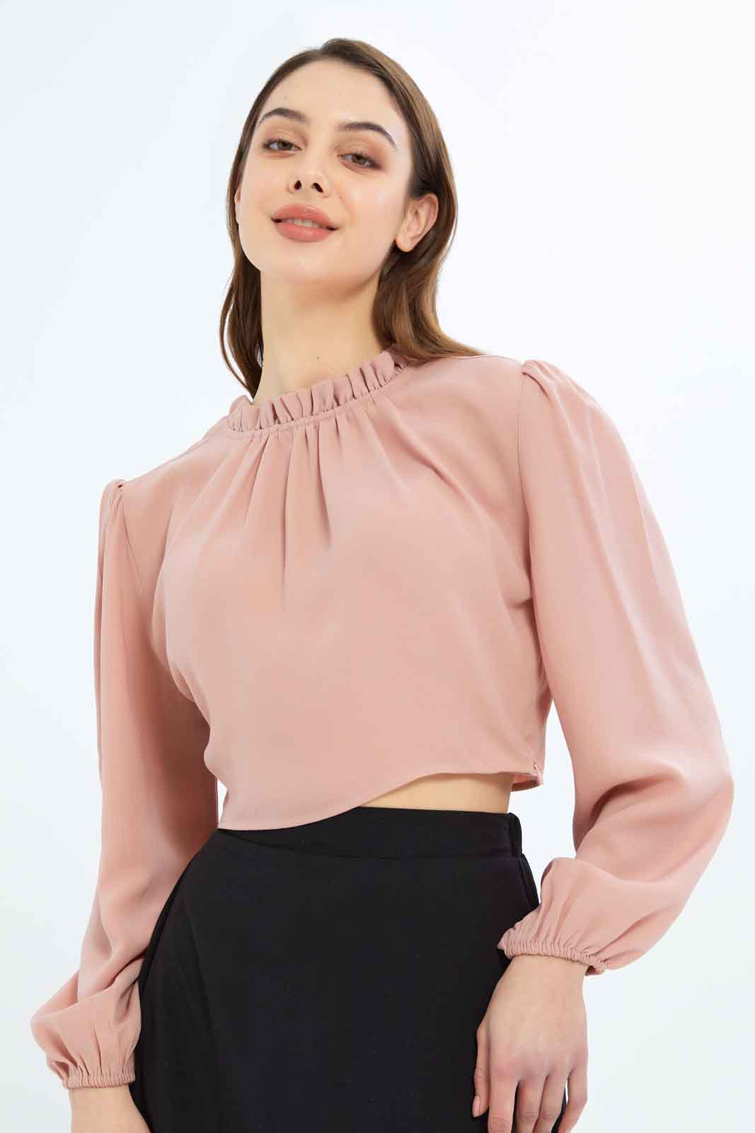 Redtag-Women-High-Neck-Blouse-Category:Blouses,-Colour:Apricot,-Deals:New-In,-Filter:Women's-Clothing,-New-In-Women-APL,-Non-Sale,-S23B,-Section:Women,-Women-Blouses-Women's-