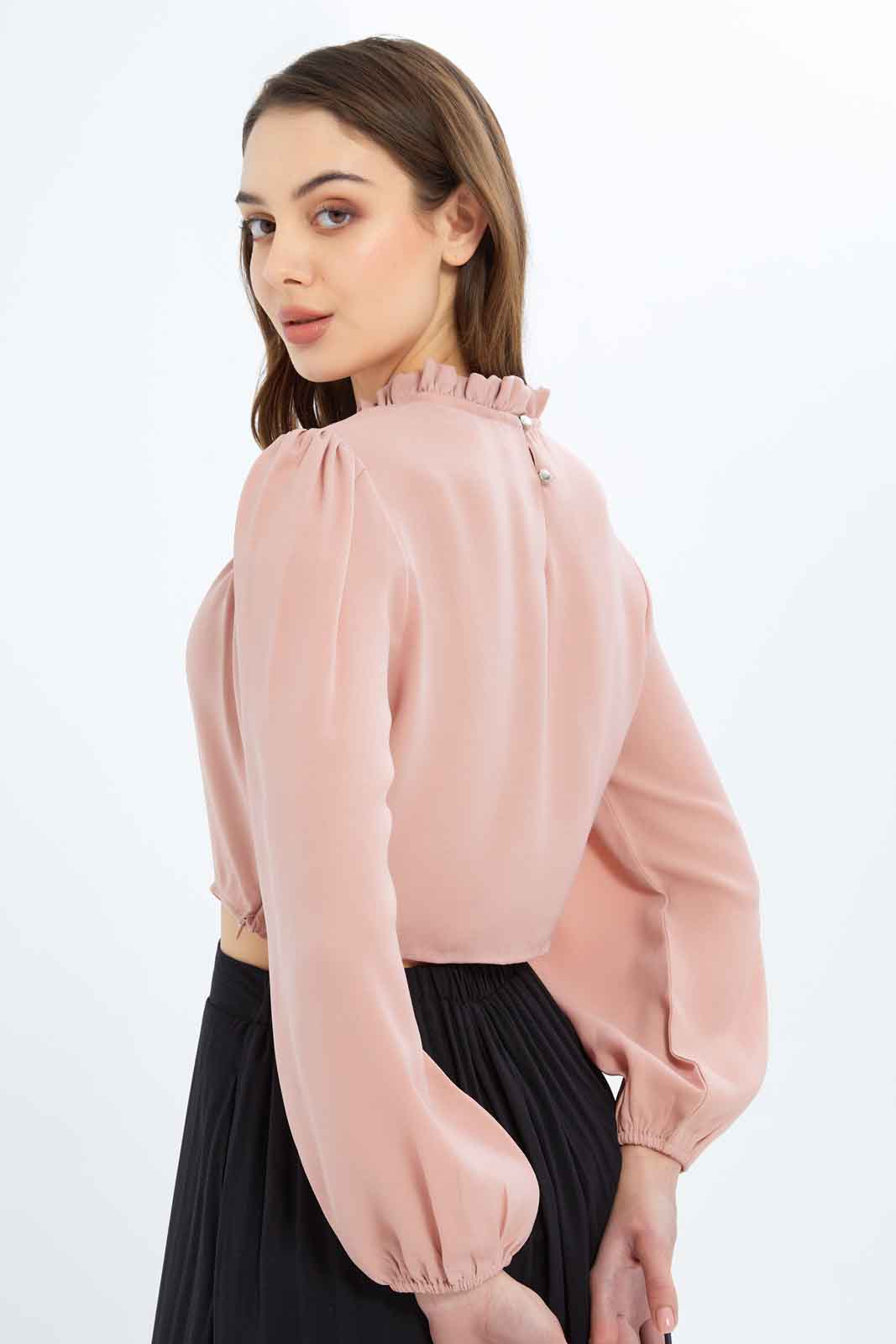 Redtag-Women-High-Neck-Blouse-Category:Blouses,-Colour:Apricot,-Deals:New-In,-Filter:Women's-Clothing,-New-In-Women-APL,-Non-Sale,-S23B,-Section:Women,-Women-Blouses-Women's-