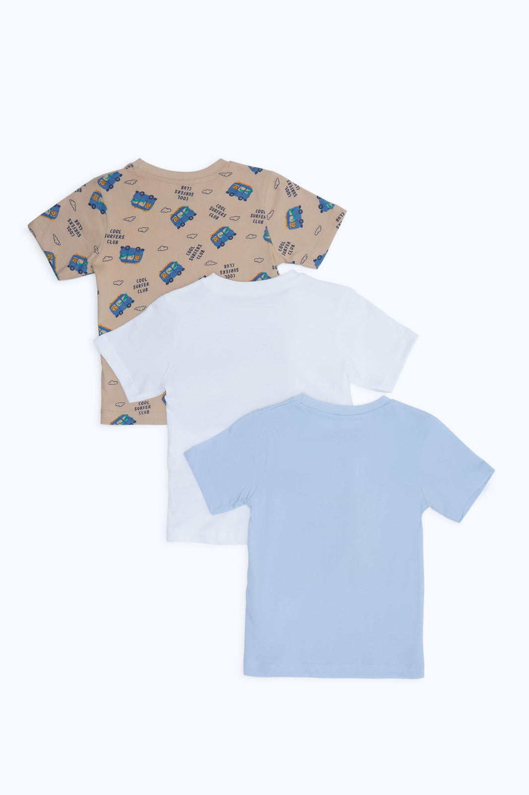 Redtag-Boys-Blue-Beige-And-White-Car-Aop-3-Pack-Tshirt-Category:T-Shirts,-Colour:Blue,-Deals:New-In,-Filter:Infant-Boys-(3-to-24-Mths),-H1:KWR,-H2:INB,-H3:TSH,-H4:TSH,-INB-T-Shirts,-New-In-INB-APL,-Non-Sale,-S23C,-Season:S23C,-Section:Boys-(0-to-14Yrs)-Infant-Boys-3 to 24 Months