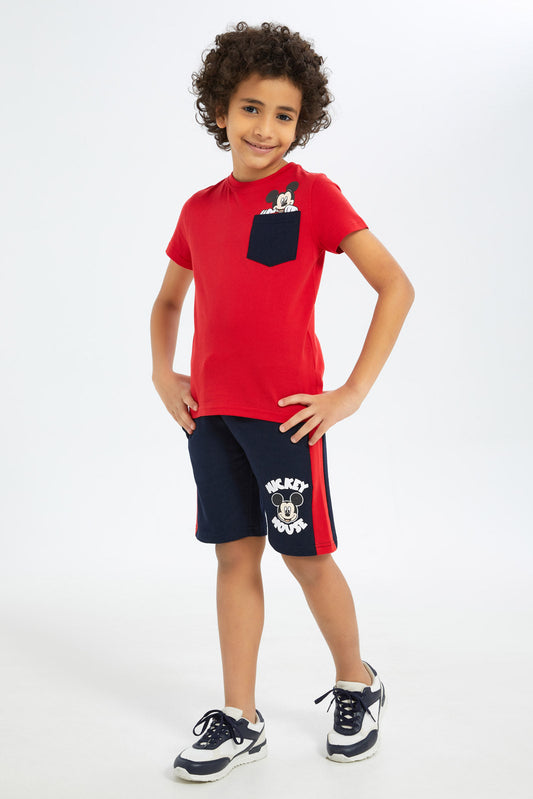 Redtag-Boys-Blue-Micky-Mouse-Elasticated-Waist-Shorts-BOY-Shorts,-Category:Shorts,-CHA,-Colour:Blue,-Deals:New-In,-Filter:Boys-(2-to-8-Yrs),-New-In-BOY-APL,-Non-Sale,-S23C,-Section:Boys-(0-to-14Yrs),-TBL-Boys-2 to 8 Years
