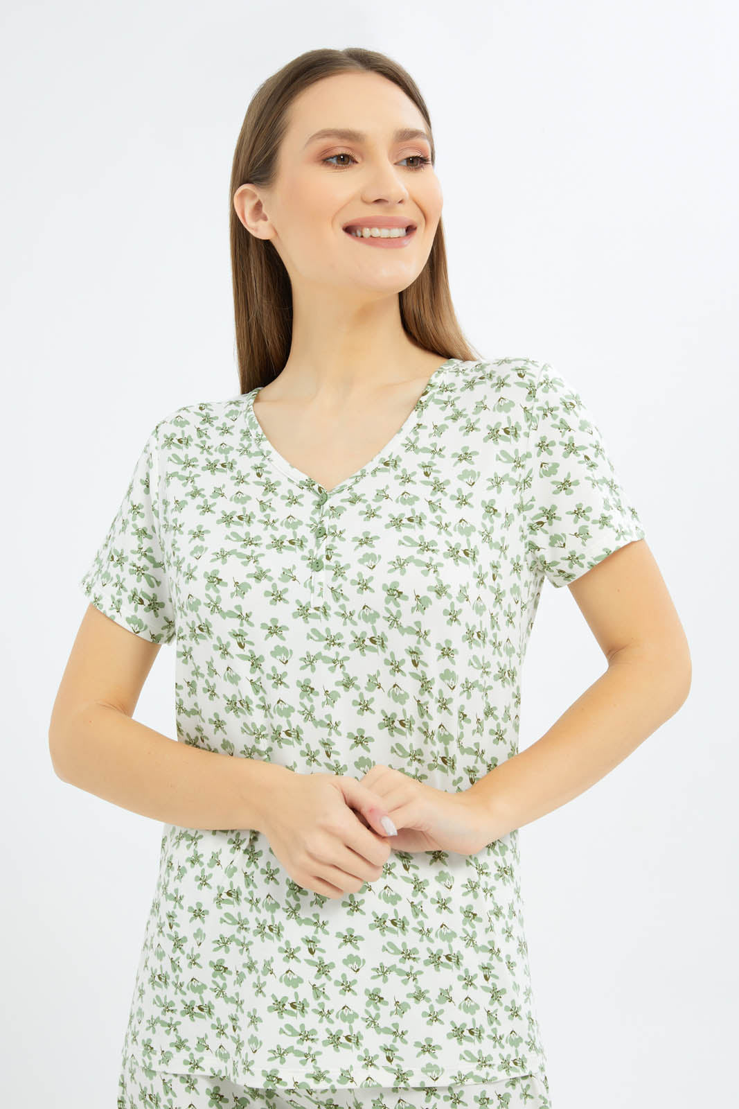 Redtag-Women-Assorted-Short-Sleeves-Pajama-Set-Bottom-Aop-Category:Pyjama-Sets,-Colour:Assorted,-Deals:New-In,-Filter:Women's-Clothing,-New-In-Women-APL,-Non-Sale,-S23B,-Section:Women,-TBL,-Women-Pyjama-Sets--