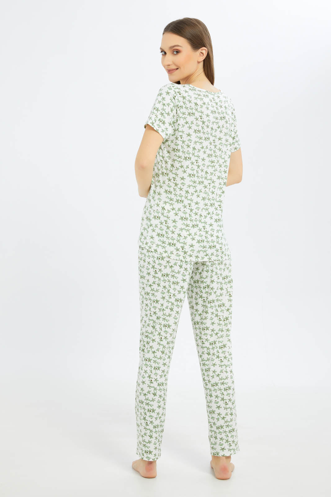 Redtag-Women-Assorted-Short-Sleeves-Pajama-Set-Bottom-Aop-Category:Pyjama-Sets,-Colour:Assorted,-Deals:New-In,-Filter:Women's-Clothing,-New-In-Women-APL,-Non-Sale,-S23B,-Section:Women,-TBL,-Women-Pyjama-Sets--