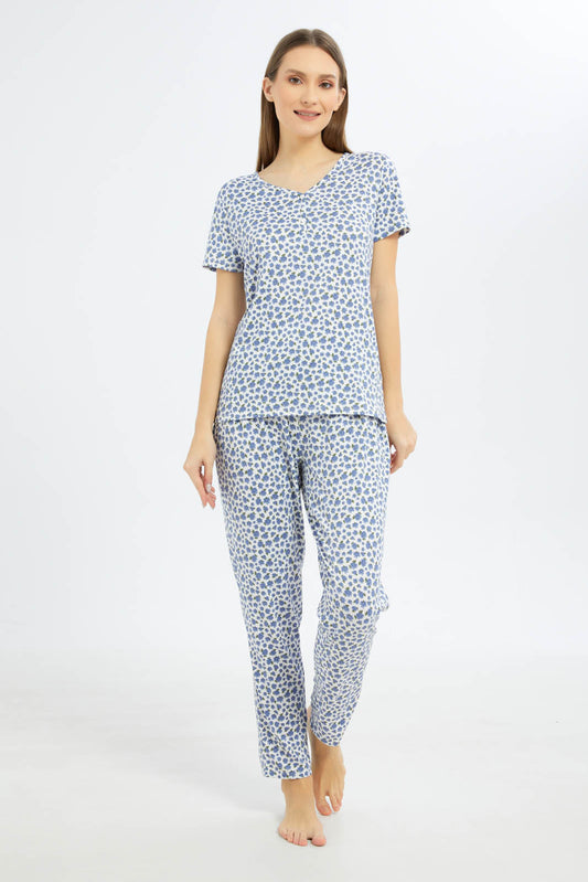 Redtag-Women-Assorted-Short-Sleeves-Pajama-Set-Bottom-Aop-Category:Pyjama-Sets,-Colour:Assorted,-Deals:New-In,-Filter:Women's-Clothing,-New-In-Women-APL,-Non-Sale,-S23B,-Section:Women,-TBL,-Women-Pyjama-Sets--