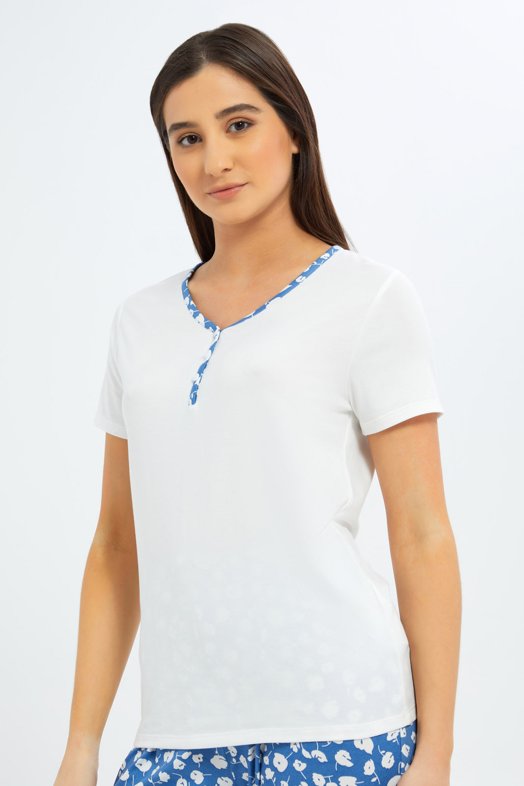 Redtag-Women-Assorted-Short-Sleeves-Pajama-Set-Bottom-Aop-Category:Pyjama-Sets,-Colour:Assorted,-Deals:New-In,-Filter:Women's-Clothing,-New-In-Women-APL,-Non-Sale,-S23B,-Section:Women,-TBL,-Women-Pyjama-Sets--