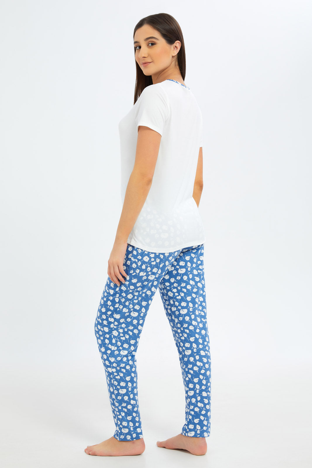 Redtag-Women-Assorted-Short-Sleeves-Pajama-Set-Bottom-Aop-Category:Pyjama-Sets,-Colour:Assorted,-Deals:New-In,-Filter:Women's-Clothing,-New-In-Women-APL,-Non-Sale,-S23B,-Section:Women,-TBL,-Women-Pyjama-Sets--