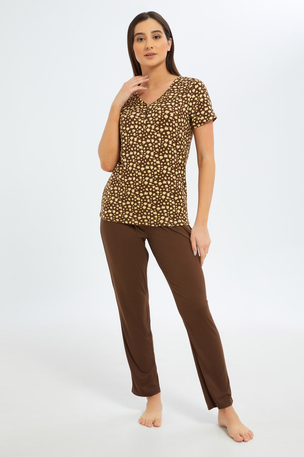 Redtag-Women-Assorted-Short-Sleeves-Pajama-Set-Bottom-Aop-Category:Pyjama-Sets,-Colour:Assorted,-Deals:New-In,-Filter:Women's-Clothing,-New-In-Women-APL,-Non-Sale,-S23B,-Section:Women,-TBL,-Women-Pyjama-Sets--