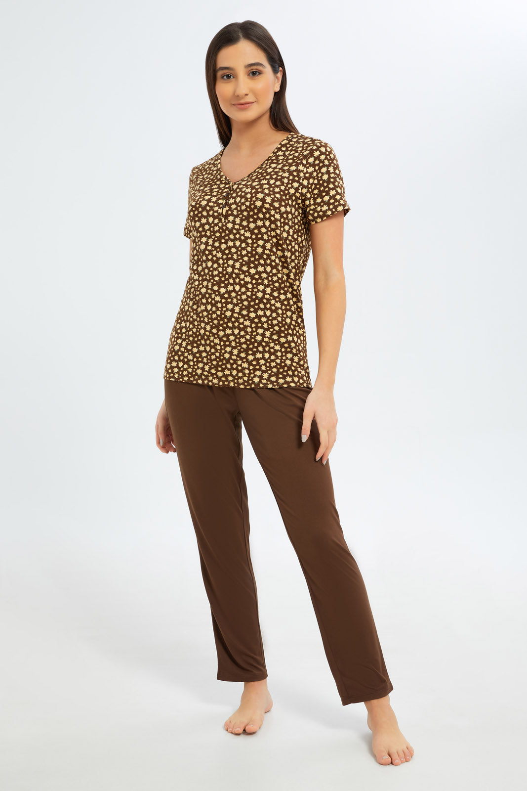 Redtag-Women-Assorted-Short-Sleeves-Pajama-Set-Bottom-Aop-Category:Pyjama-Sets,-Colour:Assorted,-Deals:New-In,-Filter:Women's-Clothing,-New-In-Women-APL,-Non-Sale,-S23B,-Section:Women,-TBL,-Women-Pyjama-Sets--