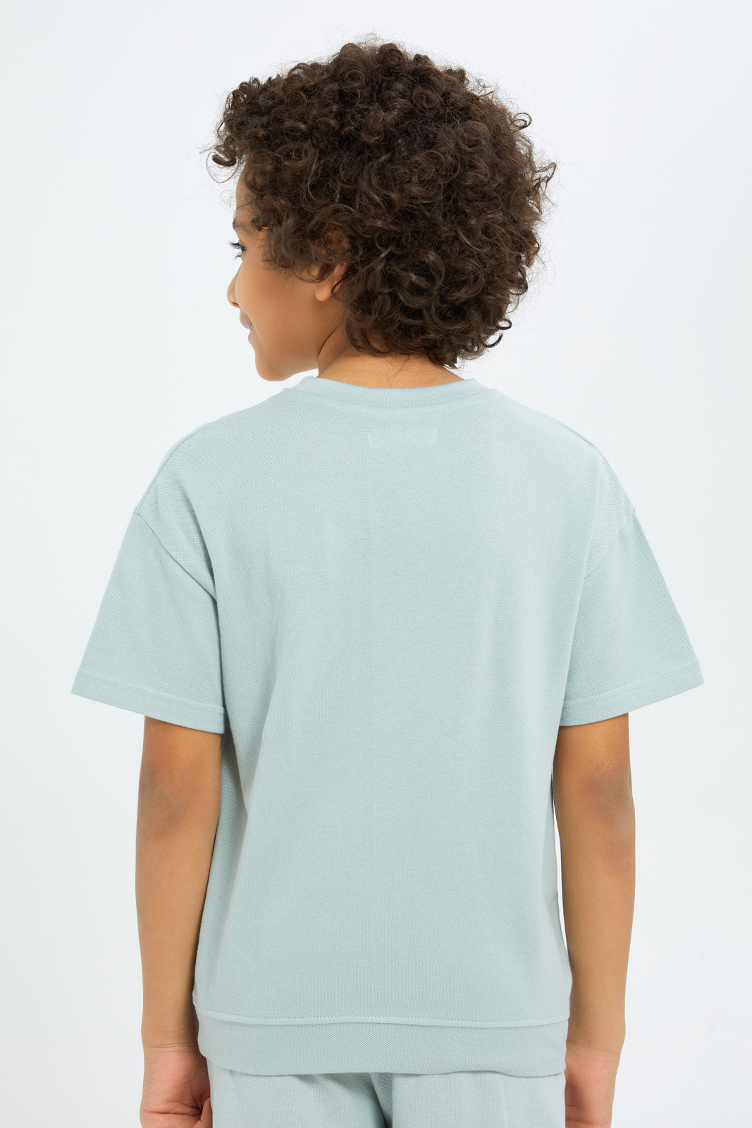 Redtag-Boys-Mint-Embroidered-Short-Sleeve-Oversize-Pique-T-Shirt-BOY-T-Shirts,-Category:T-Shirts,-Colour:Mint,-Deals:New-In,-Filter:Boys-(2-to-8-Yrs),-New-In-BOY-APL,-Non-Sale,-S23C,-Section:Boys-(0-to-14Yrs),-TBL-Boys-2 to 8 Years