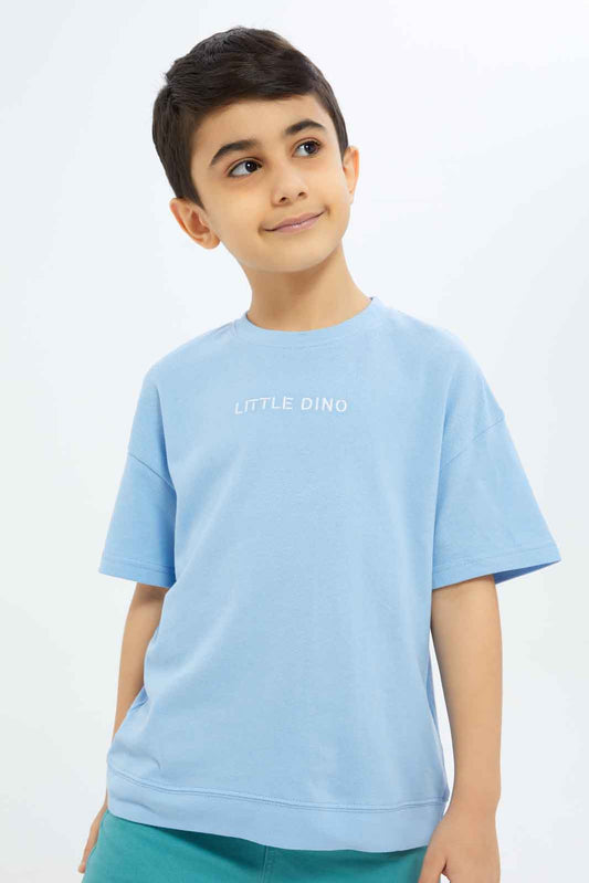 Redtag-Boys-Blue-Embroidered-Short-Sleeve-Oversize-Pique-T-Shirt-BOY-T-Shirts,-Category:T-Shirts,-Colour:Blue,-Deals:New-In,-Filter:Boys-(2-to-8-Yrs),-New-In-BOY-APL,-Non-Sale,-S23C,-Section:Boys-(0-to-14Yrs),-TBL-Boys-2 to 8 Years