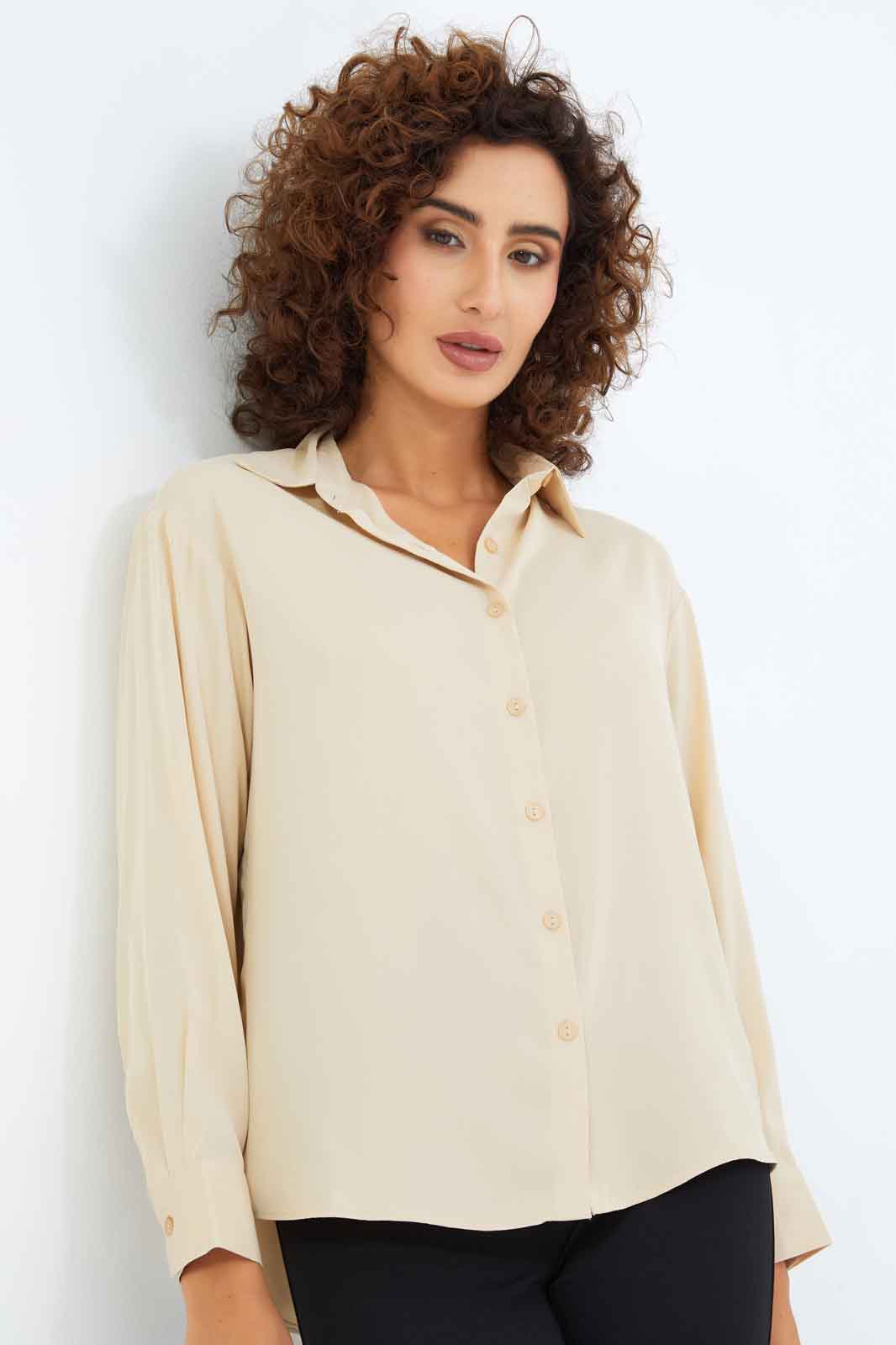 Redtag-Women-Beige-Basic-Satin-Shirt-Solid-Category:Blouses,-Colour:Beige,-Deals:New-In,-Filter:Women's-Clothing,-KSH,-New-In-Women-APL,-Non-Sale,-S23B,-Section:Women,-Women-Blouses-Women's-