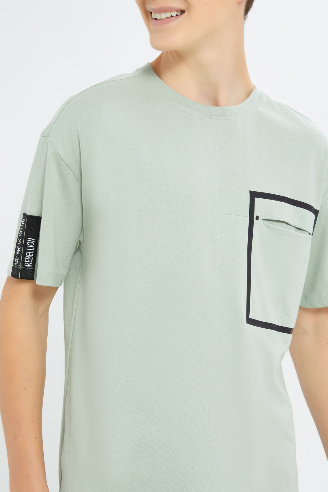 Redtag-Boys-Mint-Heat-Seal-Pocket-Oversize-Tee-BSR-T-Shirts,-Category:T-Shirts,-Colour:Mint,-Deals:New-In,-Filter:Senior-Boys-(8-to-14-Yrs),-H1:KWR,-H2:BSR,-H3:TSH,-H4:TSH,-New-In-BSR-APL,-Non-Sale,-S23C,-Season:S23D,-Section:Boys-(0-to-14Yrs)-Senior-Boys-9 to 14 Years