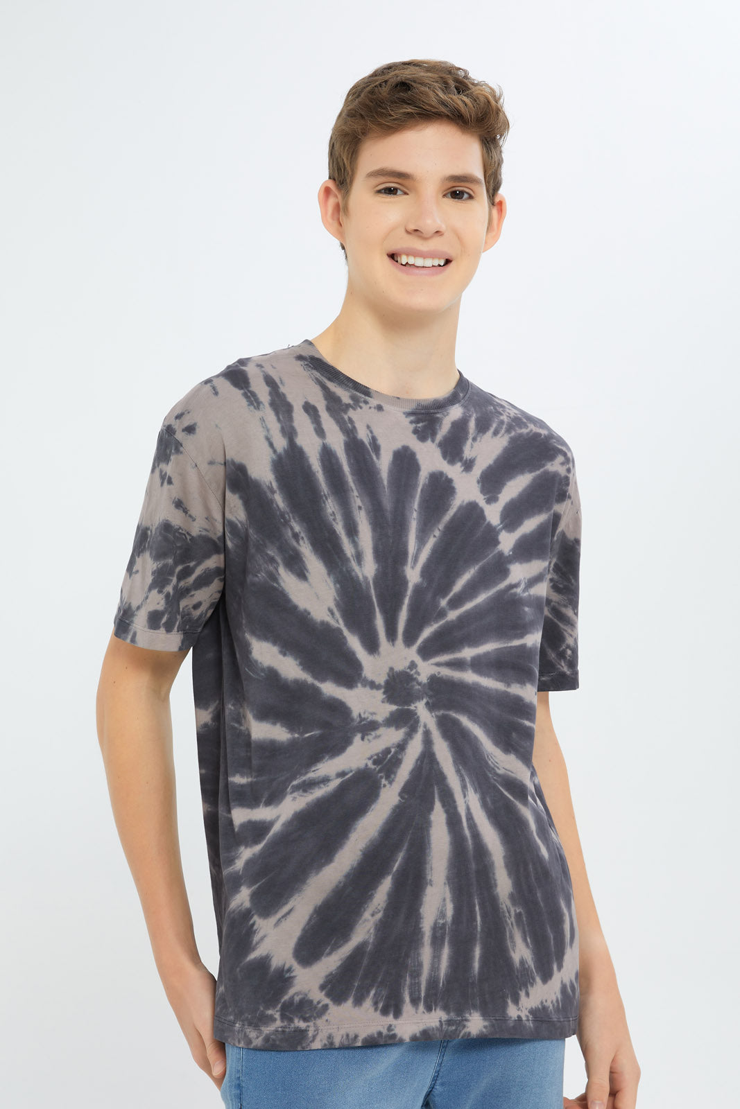 Redtag-Boys-Black-Tye-Day-Oversize-Tee-BSR-T-Shirts,-Category:T-Shirts,-Colour:Black,-Deals:New-In,-Filter:Senior-Boys-(8-to-14-Yrs),-H1:KWR,-H2:BSR,-H3:TSH,-H4:TSH,-New-In-BSR-APL,-Non-Sale,-S23C,-Season:S23D,-Section:Boys-(0-to-14Yrs)-Senior-Boys-9 to 14 Years