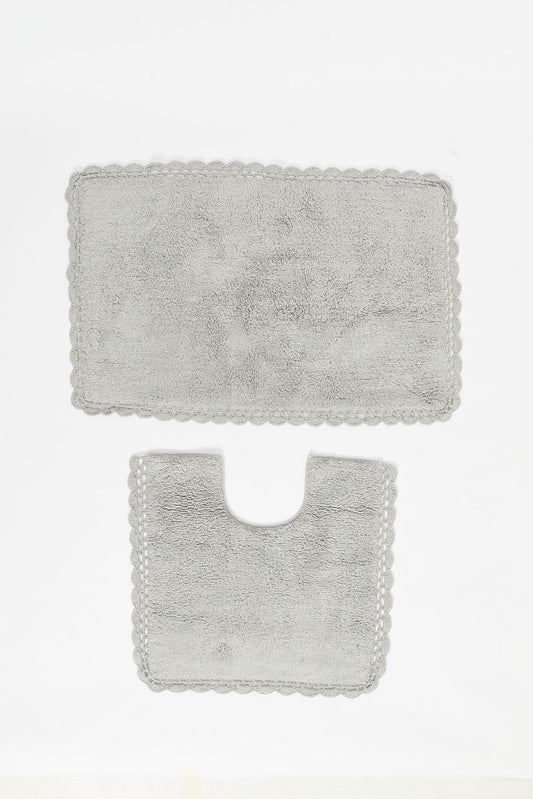 Redtag-Grey-Bathmat-(2-Piece)-Category:Bathmats,-Colour:Grey,-Deals:New-In,-Filter:Home-Bathroom,-HMW-BAC-Bath-Accessories,-New-In-HMW-BAC,-Non-Sale,-S23B,-Section:Homewares-Home-Bathroom-