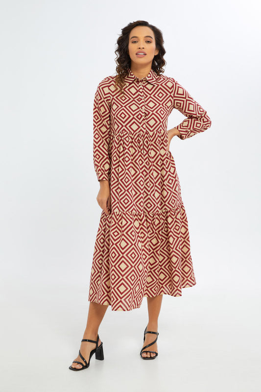 Redtag-Women-Printed-Tiered-Voile-Dress-Category:Dresses,-Colour:Assorted,-Deals:New-In,-Filter:Women's-Clothing,-H1:LWR,-H2:LAD,-H3:DRS,-H4:CAD,-New-In-Women-APL,-Non-Sale,-S23B,-Season:S23B,-Section:Women,-Women-Dresses-Women's-