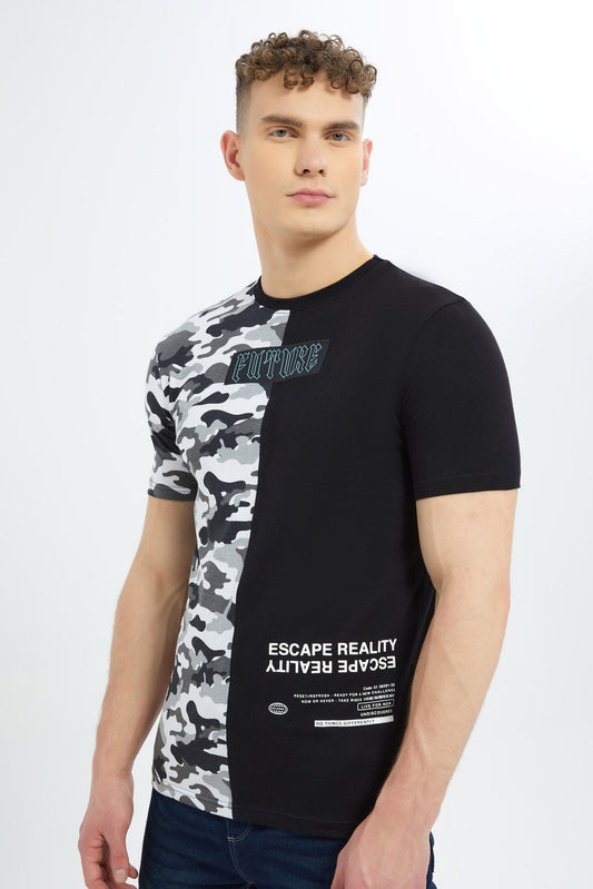 Redtag-Men-Black-Cut-&-Sew-T-Shirt-Category:T-Shirts,-Colour:Black,-Deals:New-In,-Filter:Men's-Clothing,-Men-T-Shirts,-New-In-Men-APL,-Non-Sale,-S23C,-Section:Men-Men's-