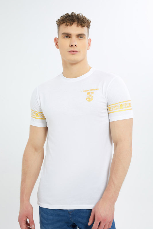 Redtag-Men-White-Venetian-Pint-T-Shirt-Category:T-Shirts,-Colour:White,-Deals:New-In,-Filter:Men's-Clothing,-Men-T-Shirts,-New-In-Men-APL,-Non-Sale,-S23C,-Section:Men-Men's-