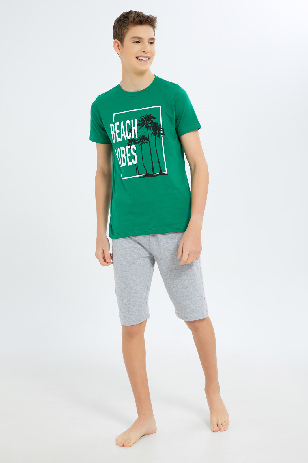 Redtag-Boys-Green-Beach-Vibes-Nightsuit-BSR-Pyjama-Sets,-Category:Pyjama-Sets,-Colour:Green,-Deals:New-In,-Filter:Senior-Boys-(8-to-14-Yrs),-New-In-BSR-APL,-Non-Sale,-S23B,-Section:Boys-(0-to-14Yrs),-VLM-Senior-Boys-9 to 14 Years
