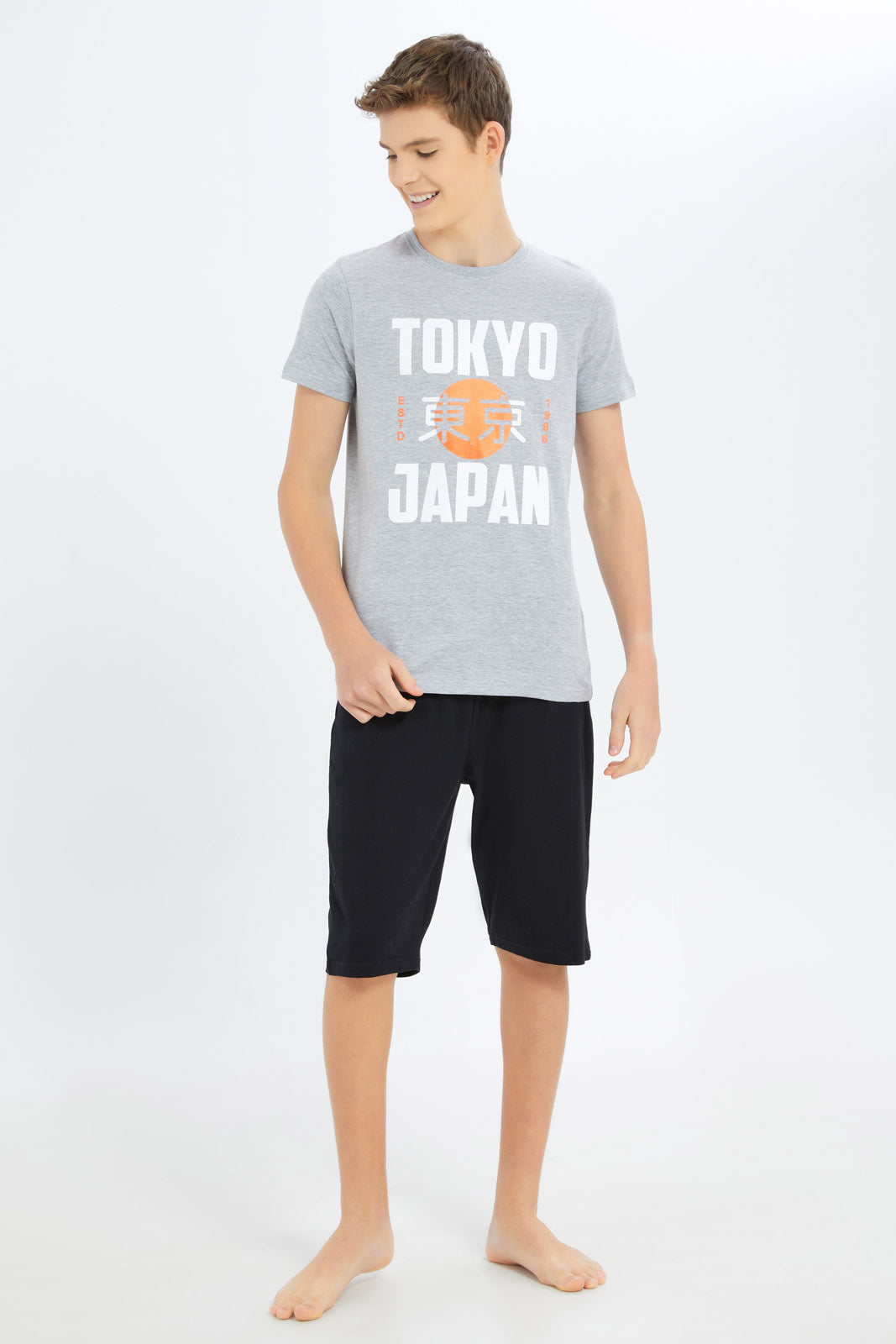 Redtag-Boys-Grey-Mel-Tokyo-Japan-Nightsuit-BSR-Pyjama-Sets,-Category:Pyjama-Sets,-Colour:Grey,-Deals:New-In,-Filter:Senior-Boys-(8-to-14-Yrs),-New-In-BSR-APL,-Non-Sale,-S23B,-Section:Boys-(0-to-14Yrs),-VLM-Senior-Boys-9 to 14 Years