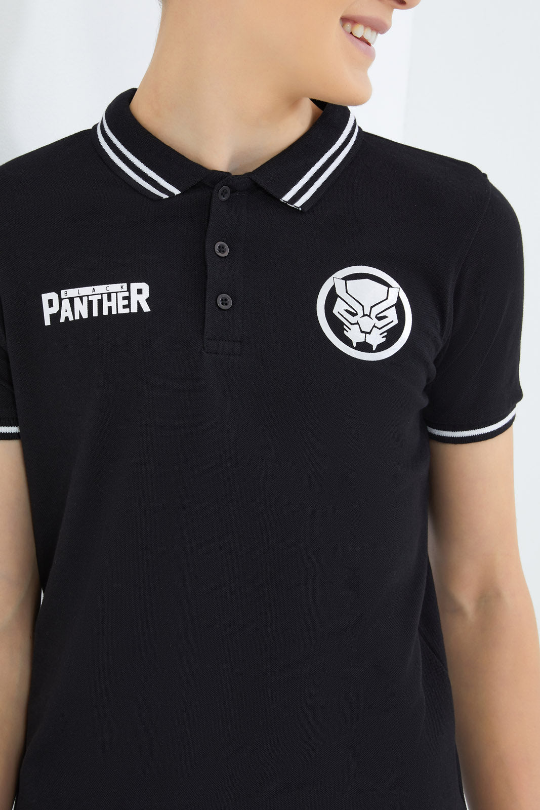 Redtag-Boys-Black-Black-Panther-Polo-BSR-Polo-T-Shirts,-Category:Polo-T-Shirts,-Colour:Black,-Deals:New-In,-Filter:Senior-Boys-(8-to-14-Yrs),-New-In-BSR-APL,-Non-Sale,-S23B,-Section:Boys-(0-to-14Yrs)-Senior-Boys-9 to 14 Years