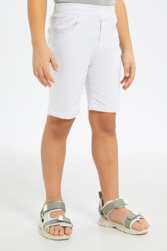 Redtag-Boys-White-Balloon-Fit-Denim-Shorts-BOY-Shorts,-Category:Shorts,-Colour:White,-Deals:New-In,-Filter:Boys-(2-to-8-Yrs),-H1:KWR,-H2:BOY,-H3:DNB,-H4:SRT,-New-In-BOY-APL,-Non-Sale,-S23C,-Season:S23C,-Section:Boys-(0-to-14Yrs)-Boys-2 to 8 Years