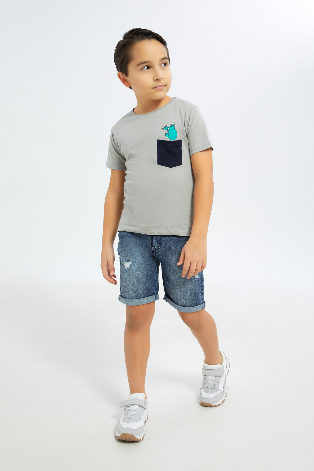 Redtag-Boys-Dark-Wash-Ripped-5-Pocket-Shorts-BOY-Shorts,-Category:Shorts,-Colour:Dark-Wash,-Deals:New-In,-Filter:Boys-(2-to-8-Yrs),-H1:KWR,-H2:BOY,-H3:DNB,-H4:SRT,-New-In-BOY-APL,-Non-Sale,-S23C,-Season:S23C,-Section:Boys-(0-to-14Yrs)-Boys-2 to 8 Years