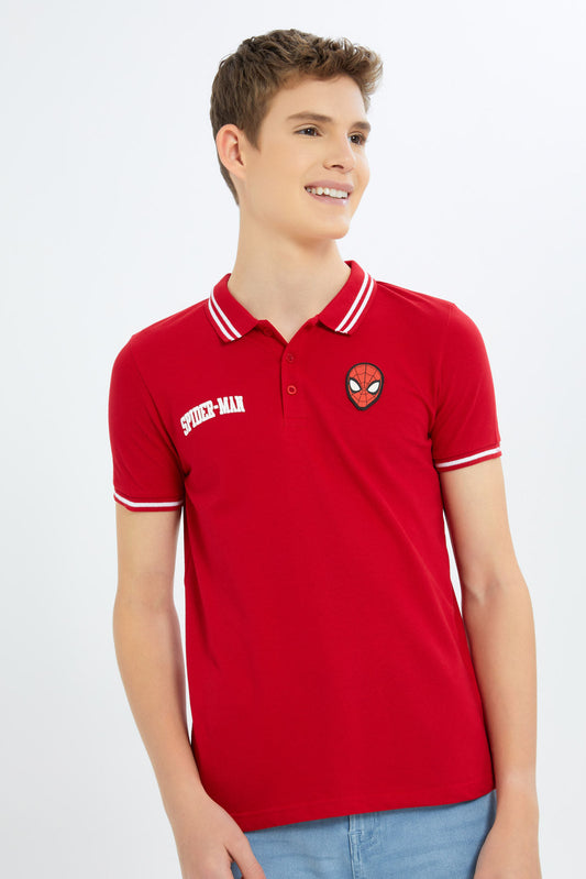 Redtag-Boys-Red-Spiderman-Polo-BSR-Polo-T-Shirts,-Category:Polo-T-Shirts,-CHA,-Colour:Red,-Deals:New-In,-Filter:Senior-Boys-(8-to-14-Yrs),-New-In-BSR-APL,-Non-Sale,-S23B,-Section:Boys-(0-to-14Yrs)-Senior-Boys-9 to 14 Years