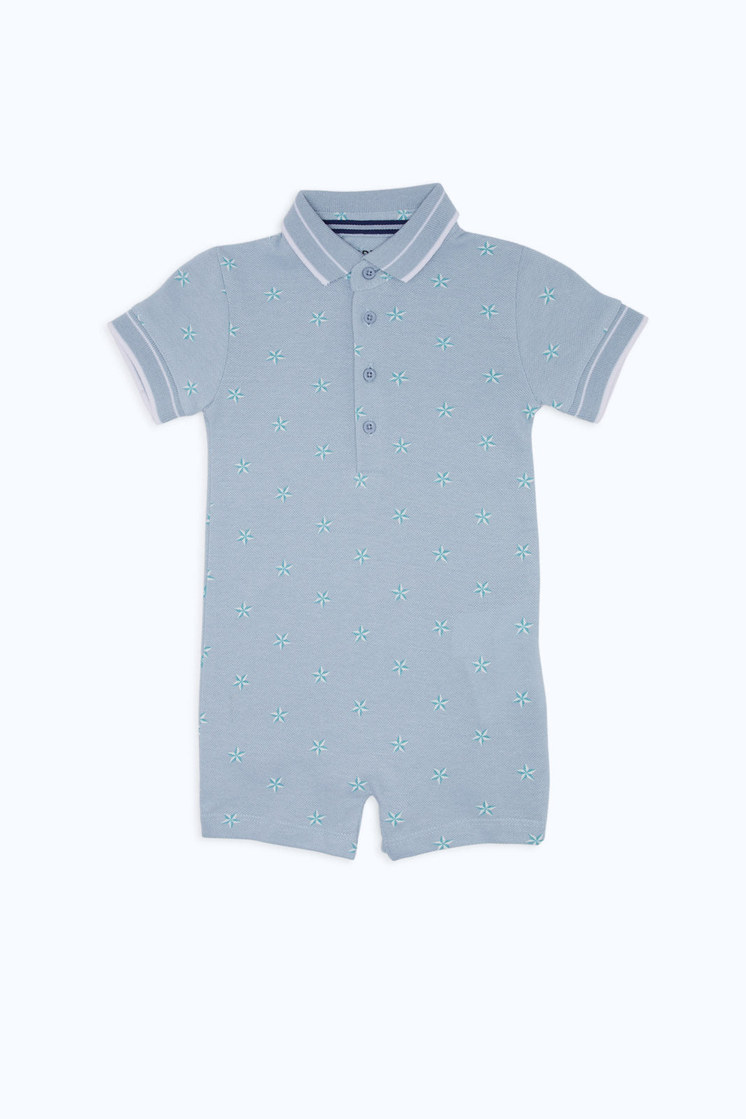 Redtag-Boys-Blue-Aop-Pique-Polo-Rompersuit-Category:Rompers,-Colour:Blue,-Deals:New-In,-Event:,-Filter:Baby-(0-to-12-Mths),-H1:KWR,-H2:NBF,-H3:RMS,-H4:RMS,-NBB-Rompers,-New-In-NBB-APL,-Non-Sale,-Promo:,-RMD,-S23C,-Season:S23C,-Section:Boys-(0-to-14Yrs)-Baby-0 to 12 Months