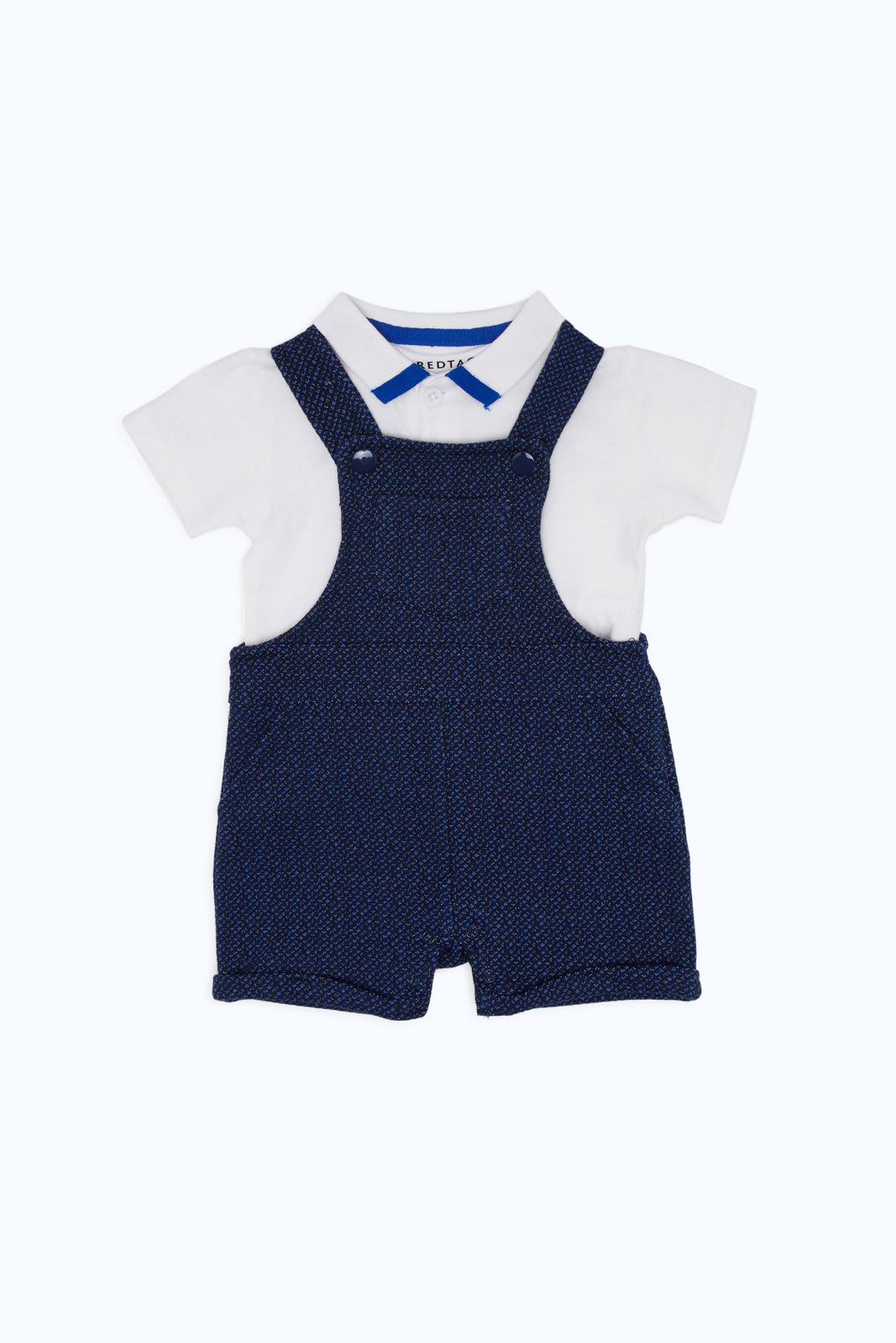 Redtag-Boys-2-Piece---Dungaree-Plus-Polo-Set-Category:Rompers,-Colour:Assorted,-Deals:New-In,-Event:,-Filter:Baby-(0-to-12-Mths),-H1:KWR,-H2:NBF,-H3:RMS,-H4:RMS,-NBB-Rompers,-New-In-NBB-APL,-Non-Sale,-Packs,-Promo:,-RMD,-S23C,-Season:S23C,-Section:Boys-(0-to-14Yrs),-Set:Set-of-2-Baby-0 to 12 Months