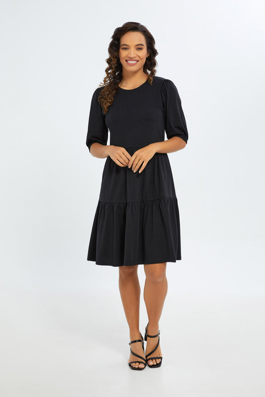 Redtag-Women-Black-Epp-Jersey-Tiered-Dress-Category:Dresses,-Colour:Black,-Deals:2-FOR-90,-Deals:New-In,-Filter:Women's-Clothing,-H1:LWR,-H2:LAD,-H3:DRS,-H4:CAD,-KSH,-New-In-Women-APL,-Non-Sale,-S23B,-Season:S23B,-Section:Women,-Women-Dresses-Women's-
