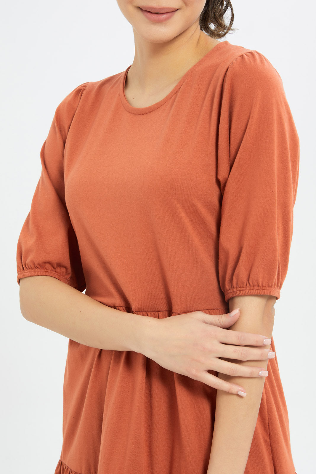 Redtag-Women-Brown-Epp-Jersey-Tiered-Dress-Category:Dresses,-Colour:Brown,-Deals:New-In,-Dress-Size:Maxi-Dress,-Filter:Women's-Clothing,-H1:LWR,-H2:LAD,-H3:DRS,-H4:CAD,-KSH,-New-In-Women-APL,-Non-Sale,-Promo:PPE,-S23B,-Season:S23B,-Section:Women,-Women-Dresses-Women's-