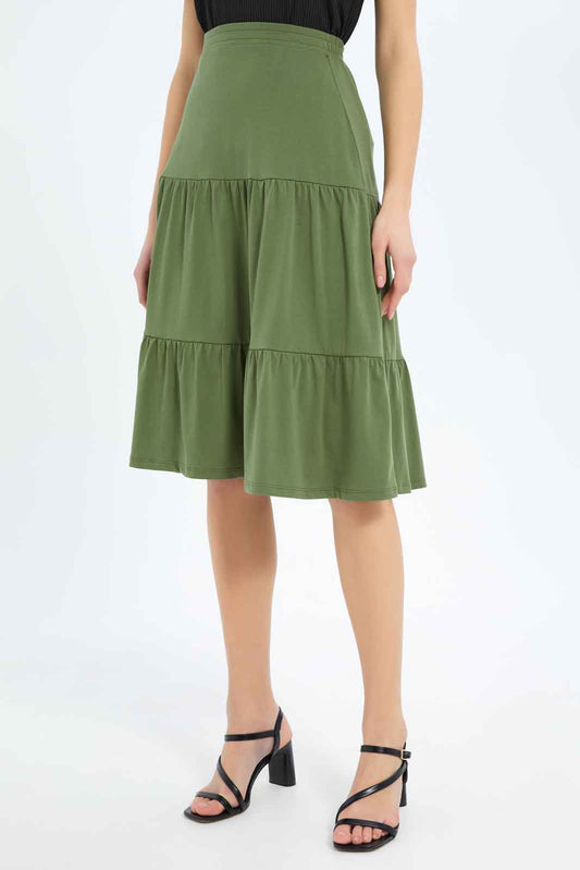 Redtag-Women-Dark-Green-Epp-Skirt-Category:Skirts,-Colour:Olive,-Deals:New-In,-Filter:Women's-Clothing,-KSH,-New-In-Women-APL,-Non-Sale,-S23B,-Section:Women,-Women-Skirts-Women's-