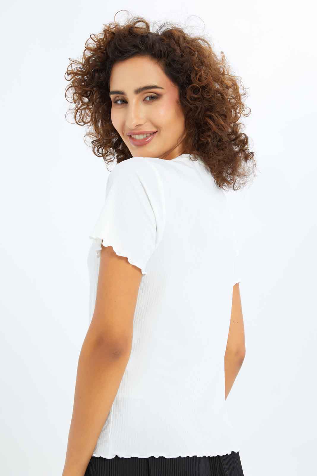 Redtag-Women-White-Epp-Rib-Tee-Category:Tops,-Colour:White,-Deals:New-In,-Filter:Women's-Clothing,-KSH,-New-In-Women-APL,-Non-Sale,-S23B,-Section:Women,-Women-Tops-Women's-