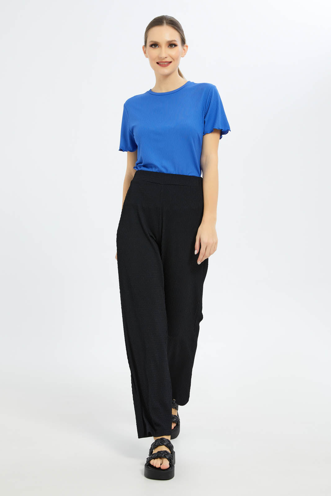 Redtag-Women-Blue-Epp-Rib-Tee-Category:Tops,-Colour:Blue,-Deals:New-In,-Filter:Women's-Clothing,-KSH,-New-In-Women-APL,-Non-Sale,-S23B,-Section:Women,-Women-Tops-Women's-